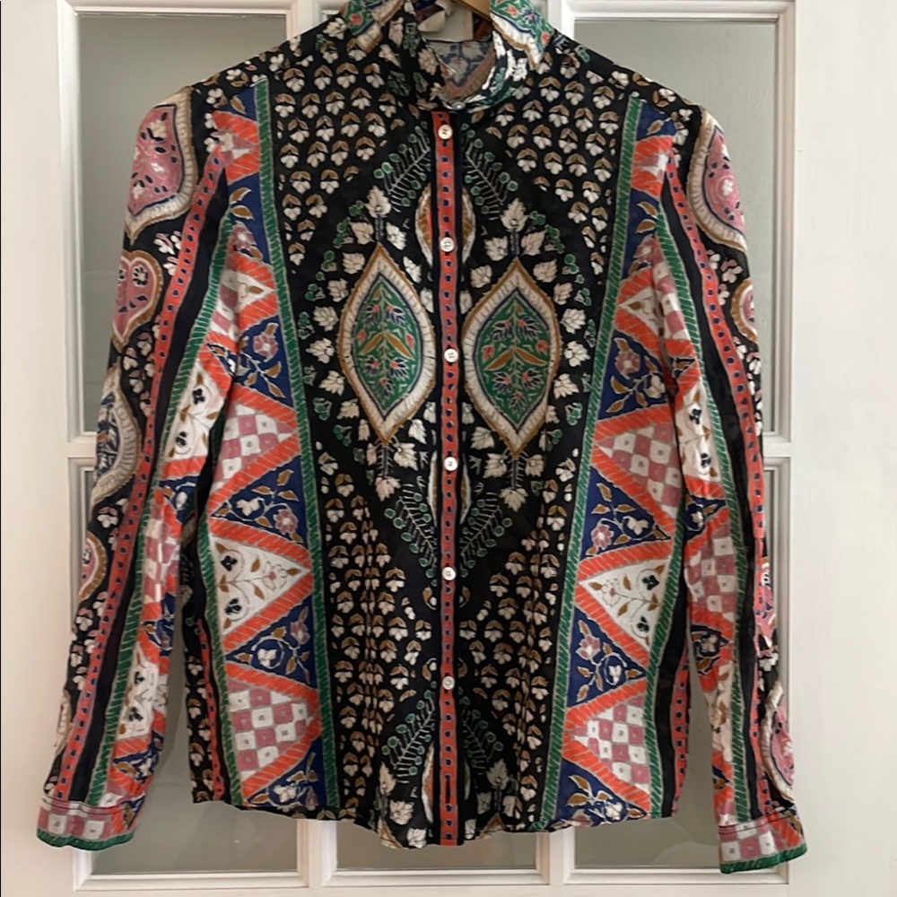 Sezane Patterned Button-Up Shirt